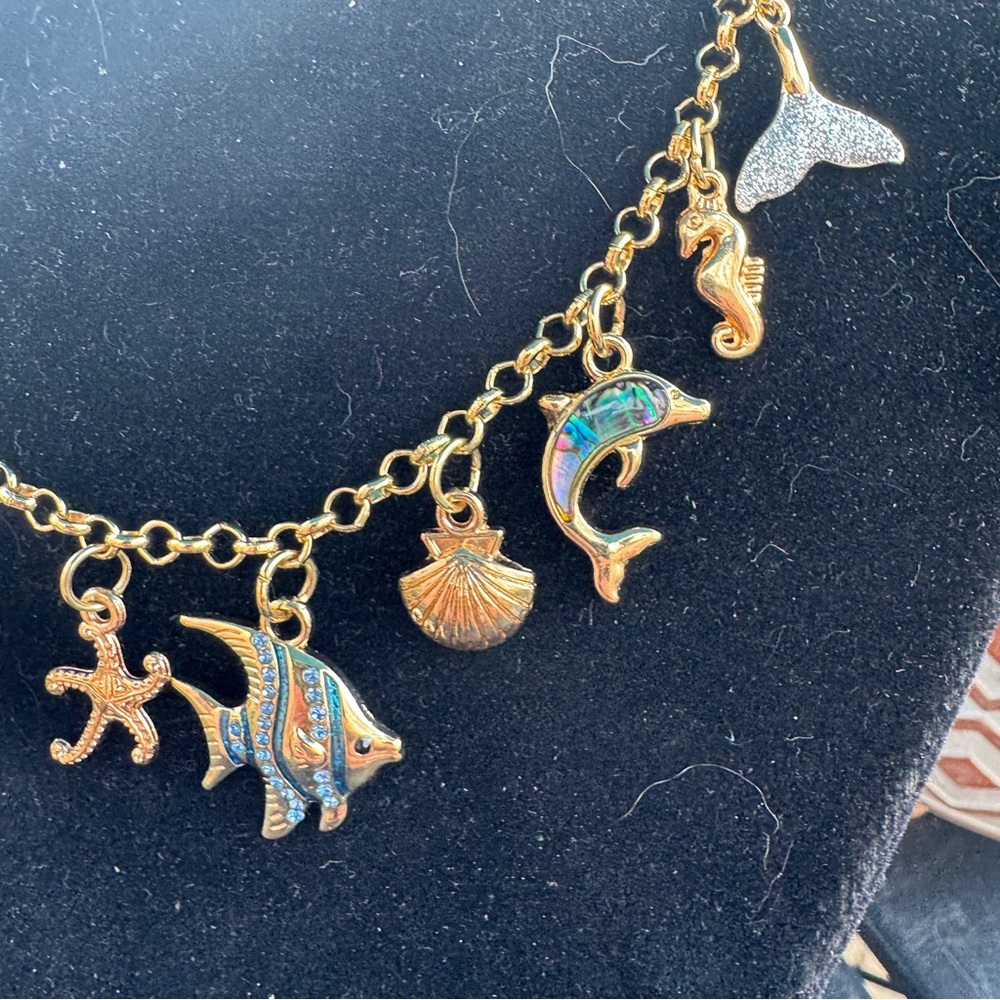 Handmade Ocean/Beach Themed Adjustable Charm Bracelet/ Anklet - Picture 5 of 7